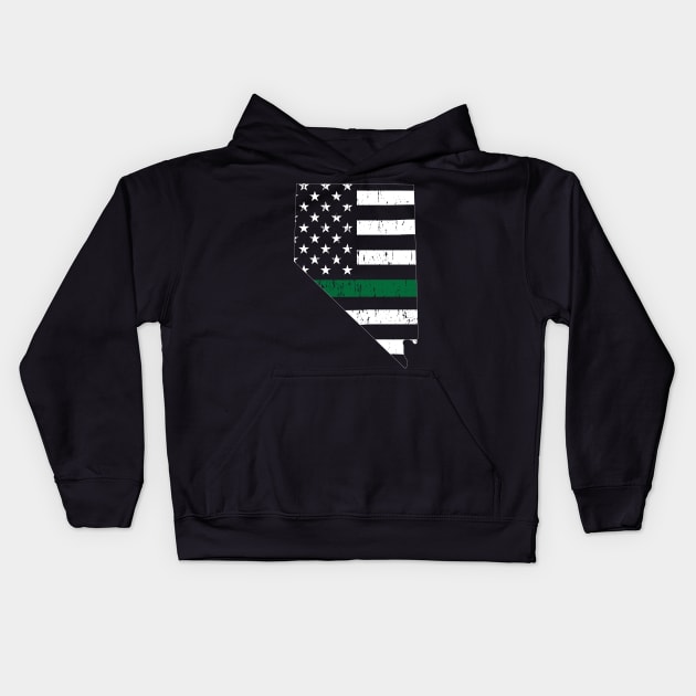 Nevada Thin Green Line Military and Border Patrol Shirt Kids Hoodie by bbreidenbach